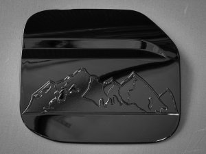 Ford Bronco Fuel Door Cover - Mountain Range Design - Gloss Black Finish Ford Bronco Fuel Door Cover - Mountain Range Design - Gloss Black Finish